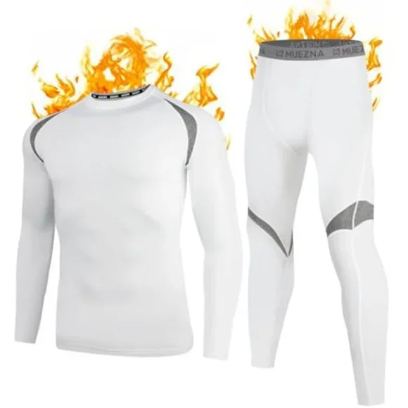 Men's Thermal Base Layer Set Fleece Lined Performance Fit Stretch Activewear